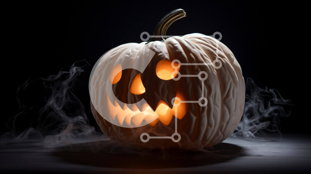 Intra Συλλεκτικό Ξύλινο Παζλ Plywood  4mm - Αναμμένη κολοκύθα στο σκοτάδι με καπνό Σε Ξύλινο Κουτί - Διαστάσεις Puzzle: 10x10 cm – 25 κομμάτια