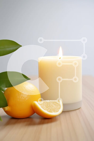 Σετ των 2 Intra Συλλεκτικό Ξύλινο Παζλ Plywood  4mm - Κερί με λεμόνια και φύλλα σε ξύλινο τραπέζι Σε Ξύλινο Κουτί - Διαστάσεις: 10x10 cm – 25 κομμάτια