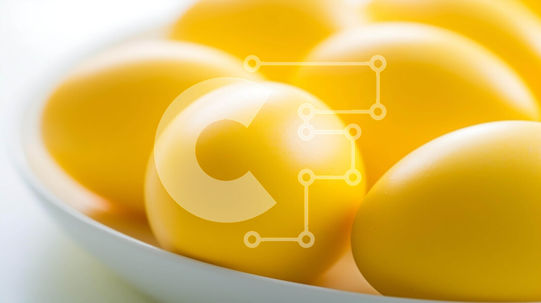 Σετ των 2 Intra Συλλεκτικό Ξύλινο Παζλ Plywood  4mm - Φρέσκα κίτρινα αυγά σε ένα άσπρο μπολ Σε Ξύλινο Κουτί - Διαστάσεις: 10x10 cm – 25 κομμάτια