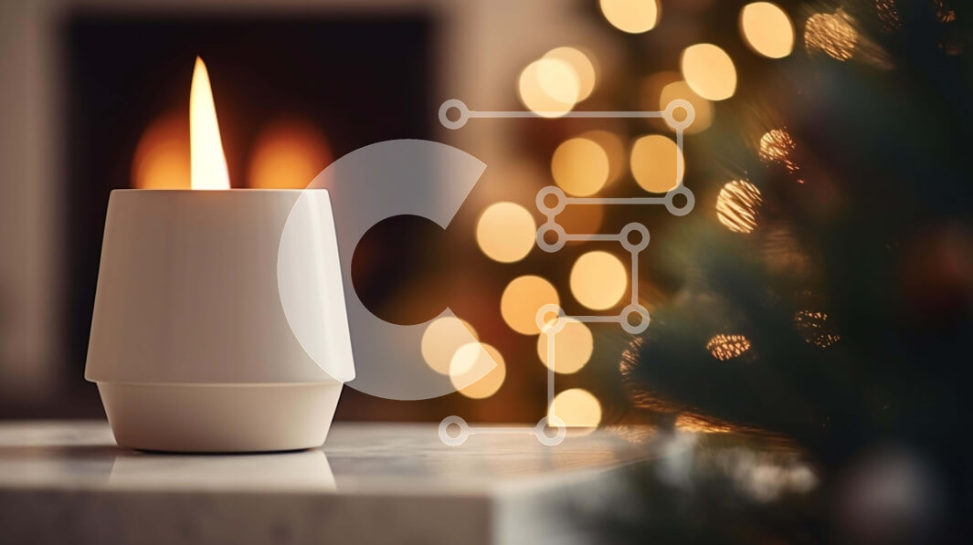 Intra Συλλεκτικό Ξύλινο Παζλ Plywood  4mm - Λευκό κερί αναμμένο μπροστά από το χριστουγεννιάτικο δέντρο Σε Ξύλινο Κουτί - Διαστάσεις: 10x10 cm – 25 κομμάτια