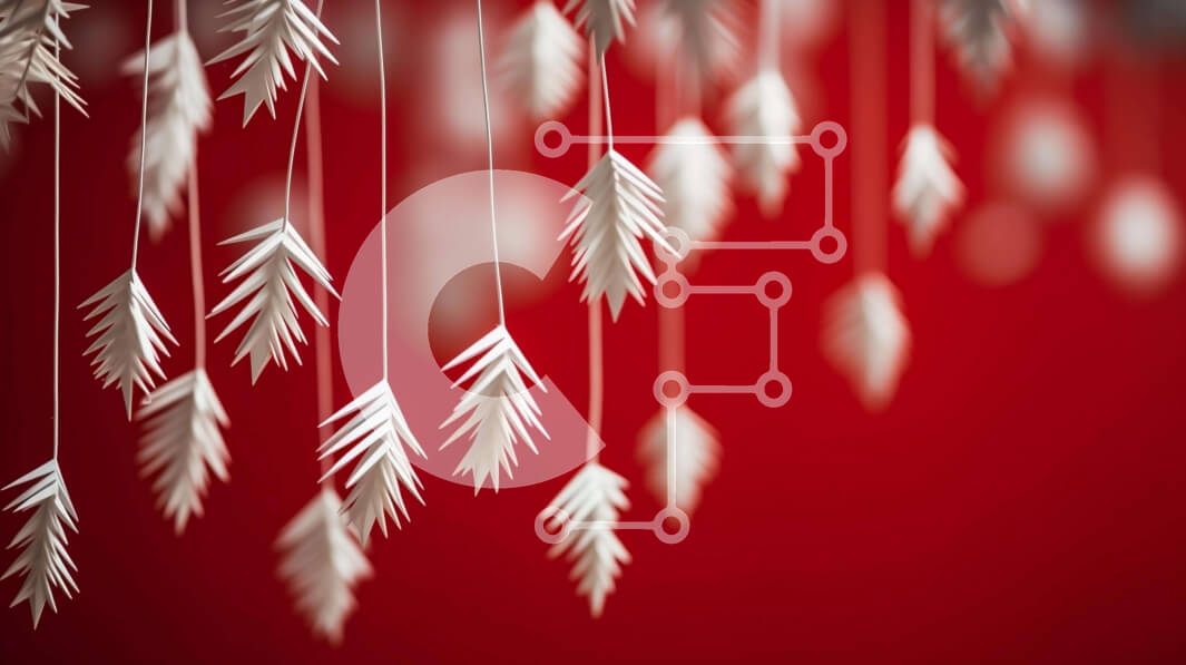 Intra Συλλεκτικό Ξύλινο Παζλ Plywood  4mm - Φύλλα Λευκής Βίβλου που κρέμονται σε κόκκινο φόντο Σε Ξύλινο Κουτί - Διαστάσεις Puzzle: 10x10 cm – 25 κομμάτια