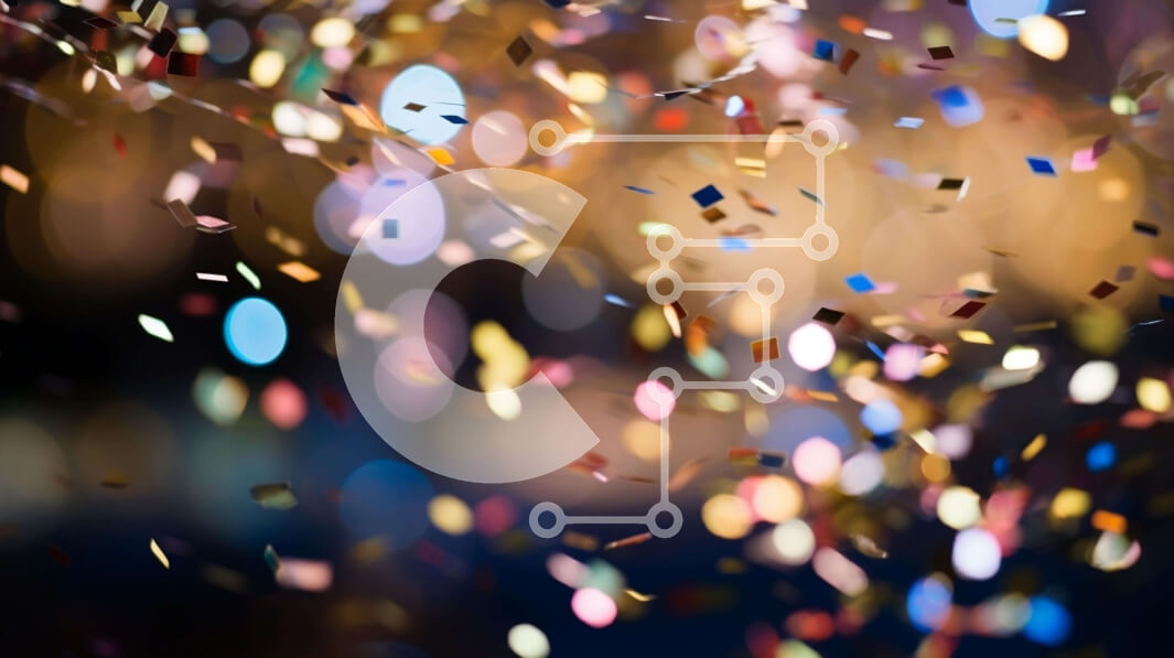 Intra Συλλεκτικό Ξύλινο Παζλ Plywood  4mm - Πολύχρωμο κομφετί που πέφτει σε μια εορταστική ατμόσφαιρα Σε Ξύλινο Κουτί - Διαστάσεις Puzzle: 10x10 cm – 25 κομμάτια