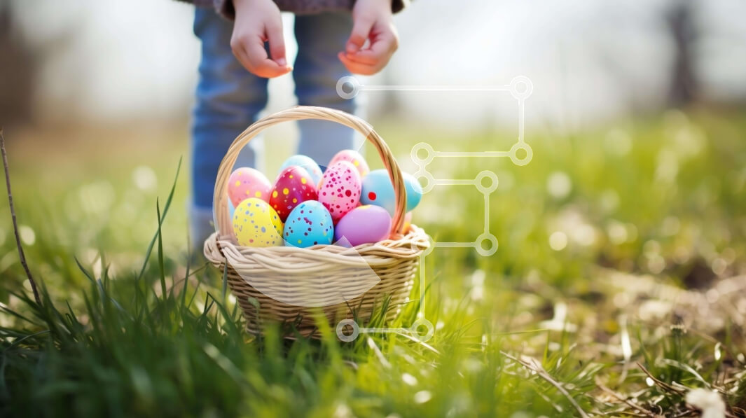 Intra Συλλεκτικό Ξύλινο Παζλ Plywood  4mm - Παιδί που κρατά Πασχαλινό καλάθι γεμάτο με πολύχρωμα Πασχαλινά αυγά Σε Ξύλινο Κουτί - Διαστάσεις: 10x10 cm – 25 κομμάτια