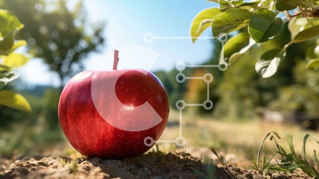 Intra Συλλεκτικό Ξύλινο Παζλ Plywood  4mm - Κόκκινο μήλο σε έναν οπωρώνα μηλιάς Σε Ξύλινο Κουτί - Διαστάσεις: 10x10 cm – 25 κομμάτια