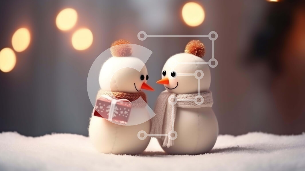 Intra Συλλεκτικό Ξύλινο Παζλ Plywood  4mm - Ειδώλια χιονάνθρωποι με δώρο και φιλί Σε Ξύλινο Κουτί - Διαστάσεις: 10x10 cm – 25 κομμάτια