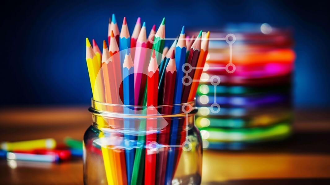 Intra Συλλεκτικό Ξύλινο Παζλ Plywood  4mm - Ζωντανά χρωματιστά μολύβια σε γυάλινο βάζο Σε Ξύλινο Κουτί - Διαστάσεις: 10x10 cm – 25 κομμάτια