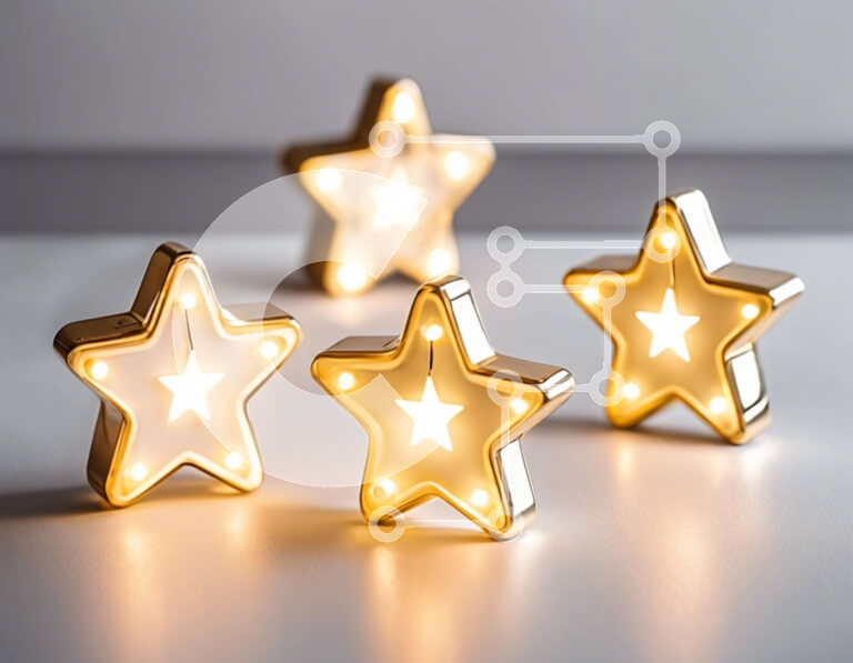 Intra Συλλεκτικό Ξύλινο Παζλ Plywood  4mm - Χρυσά φώτα αστέρι σε λευκή επιφάνεια Σε Ξύλινο Κουτί - Διαστάσεις Puzzle: 10x10 cm – 25 κομμάτια