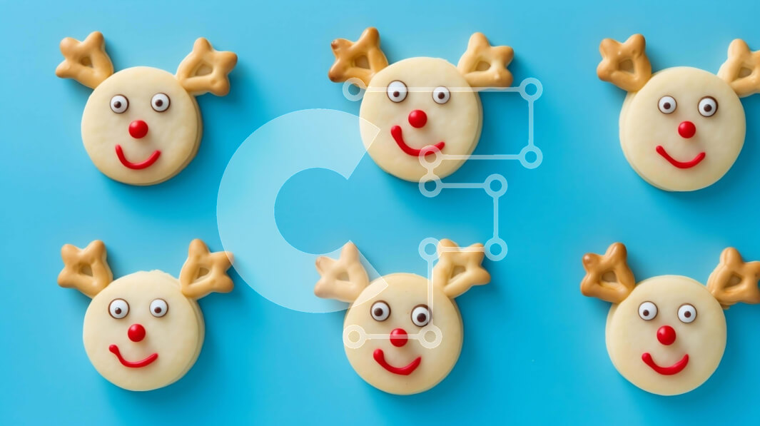 Σετ των 2 Intra Συλλεκτικό Ξύλινο Παζλ Plywood  4mm - Cookies προσώπου με τάρανδο - Εορταστικές εορταστικές λιχουδιές Σε Ξύλινο Κουτί - Διαστάσεις: 10x10 cm – 25 κομμάτια