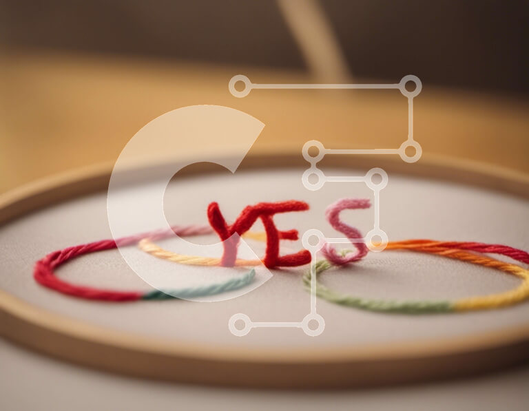 Intra Συλλεκτικό Ξύλινο Παζλ Plywood  4mm - Πολύχρωμο τσέρκι κεντήματος με Ναι και Όχι Σε Ξύλινο Κουτί - Διαστάσεις Puzzle: 10x10 cm – 25 κομμάτια