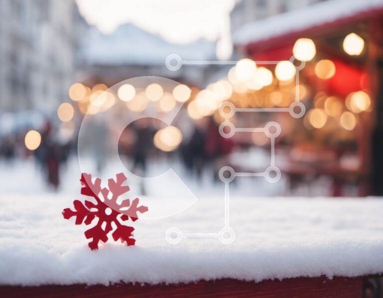 Intra Συλλεκτικό Ξύλινο Παζλ Plywood  4mm - Κόκκινη νιφάδα χιονιού στο χιόνι σε εξωτερικό περιβάλλον Σε Ξύλινο Κουτί - Διαστάσεις: 10x10 cm – 25 κομμάτια