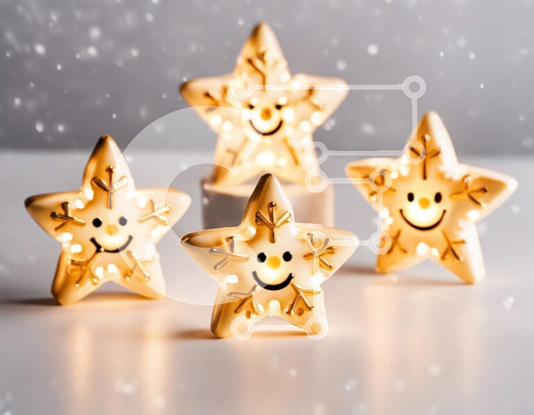 Intra Συλλεκτικό Ξύλινο Παζλ Plywood  4mm - Κηροπήγια Smileys και Snowflakes σε σχήμα αστεριού για διακόσμηση διακοπών Σε Ξύλινο Κουτί - Διαστάσεις: 10x10 cm – 25 κομμάτια