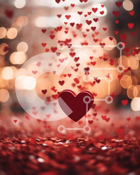 Intra Συλλεκτικό Ξύλινο Παζλ Plywood  4mm - Ρομαντική κόκκινη καρδιά στον αέρα με καρδιές που πέφτουν Σε Ξύλινο Κουτί - Διαστάσεις Puzzle: 10x10 cm – 25 κομμάτια