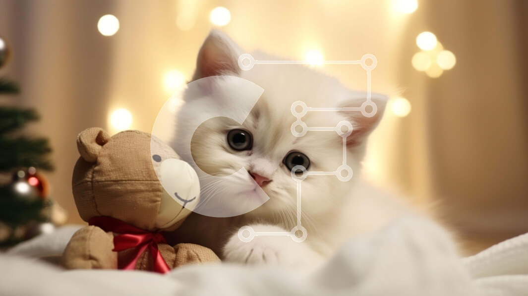 Σετ των 2 Intra Συλλεκτικό Ξύλινο Παζλ Plywood  4mm - Λευκό γατάκι με διακοσμητικό αρκουδάκι Σε Ξύλινο Κουτί - Διαστάσεις: 10x10 cm – 25 κομμάτια