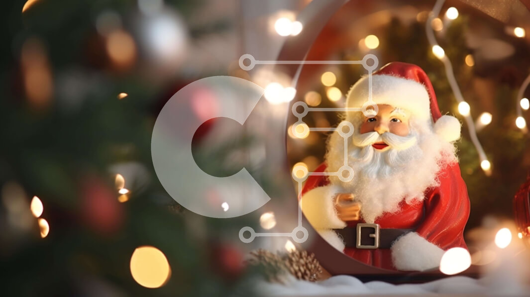 Intra Συλλεκτικό Ξύλινο Παζλ Plywood  4mm - Ειδώλιο Άγιου Βασίλη μπροστά από το διακοσμημένο χριστουγεννιάτικο δέντρο με τα φώτα Σε Ξύλινο Κουτί - Διαστάσεις: 10x10 cm – 25 κομμάτια