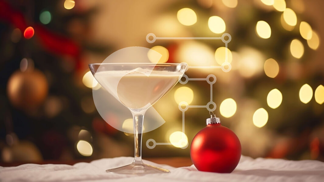 Intra Συλλεκτικό Ξύλινο Παζλ Plywood  4mm - Μαρτίνι διακοπών με κόκκινες χριστουγεννιάτικες μπάλες Σε Ξύλινο Κουτί - Διαστάσεις Puzzle: 10x10 cm – 25 κομμάτια