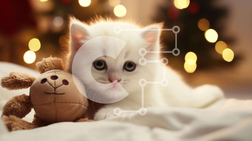 Σετ των 2 Intra Συλλεκτικό Ξύλινο Παζλ Plywood  4mm - Λευκό γατάκι που παίζει με το αρκουδάκι Σε Ξύλινο Κουτί - Διαστάσεις: 10x10 cm – 25 κομμάτια