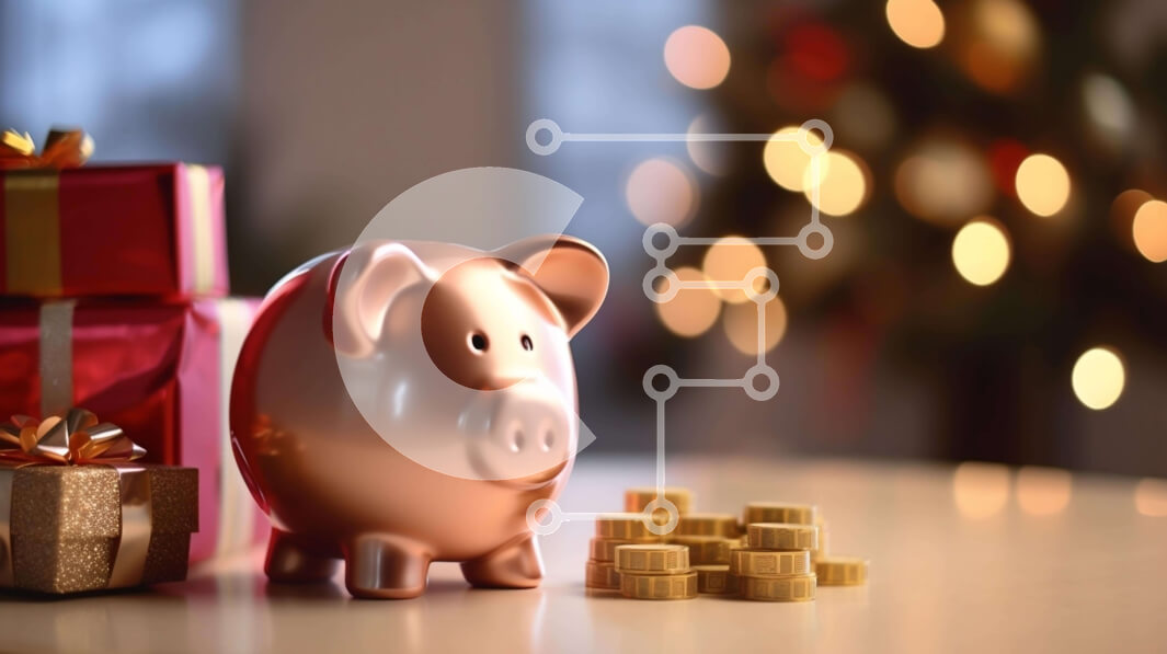 Intra Συλλεκτικό Ξύλινο Παζλ Plywood  4mm - Ροζ κουμπαράς με δώρα και νομίσματα για τα Χριστούγεννα Σε Ξύλινο Κουτί - Διαστάσεις: 10x10 cm – 25 κομμάτια