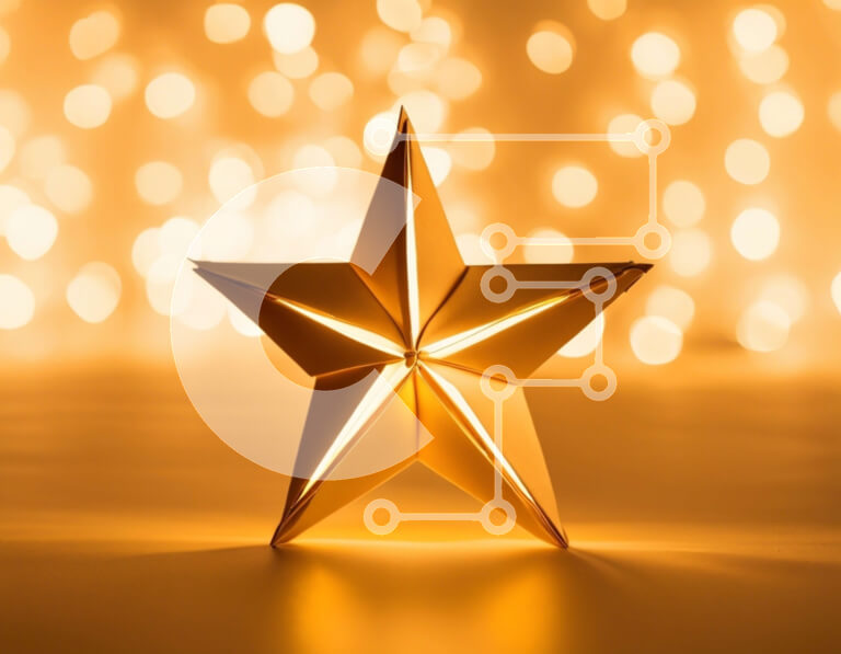 Intra Συλλεκτικό Ξύλινο Παζλ Plywood  4mm - Χαρτί Origami σε σχήμα αστεριού με πολύχρωμα φώτα Bokeh Σε Ξύλινο Κουτί - Διαστάσεις: 10x10 cm – 25 κομμάτια