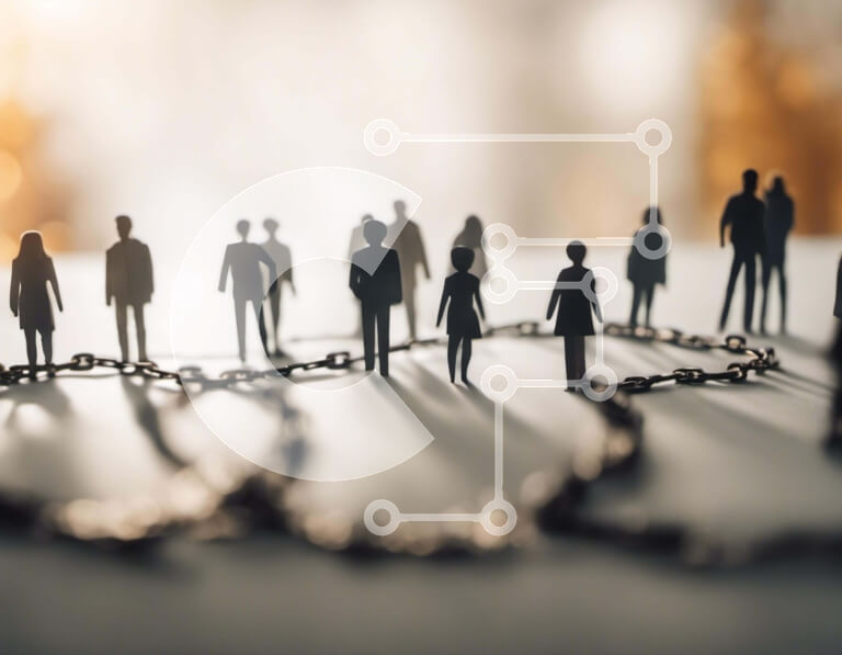 Intra Συλλεκτικό Ξύλινο Παζλ Plywood  4mm - Ειδώλια αλυσοδεμένα που συμβολίζουν τις συνδέσεις Σε Ξύλινο Κουτί - Διαστάσεις Puzzle: 10x10 cm – 25 κομμάτια