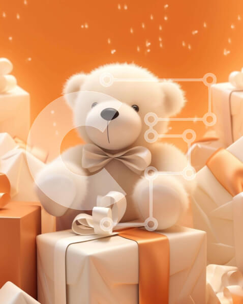 Intra Συλλεκτικό Ξύλινο Παζλ Plywood  4mm - Λευκό αρκουδάκι με κουτιά δώρων και μπαλόνια Σε Ξύλινο Κουτί - Διαστάσεις: 10x10 cm – 25 κομμάτια