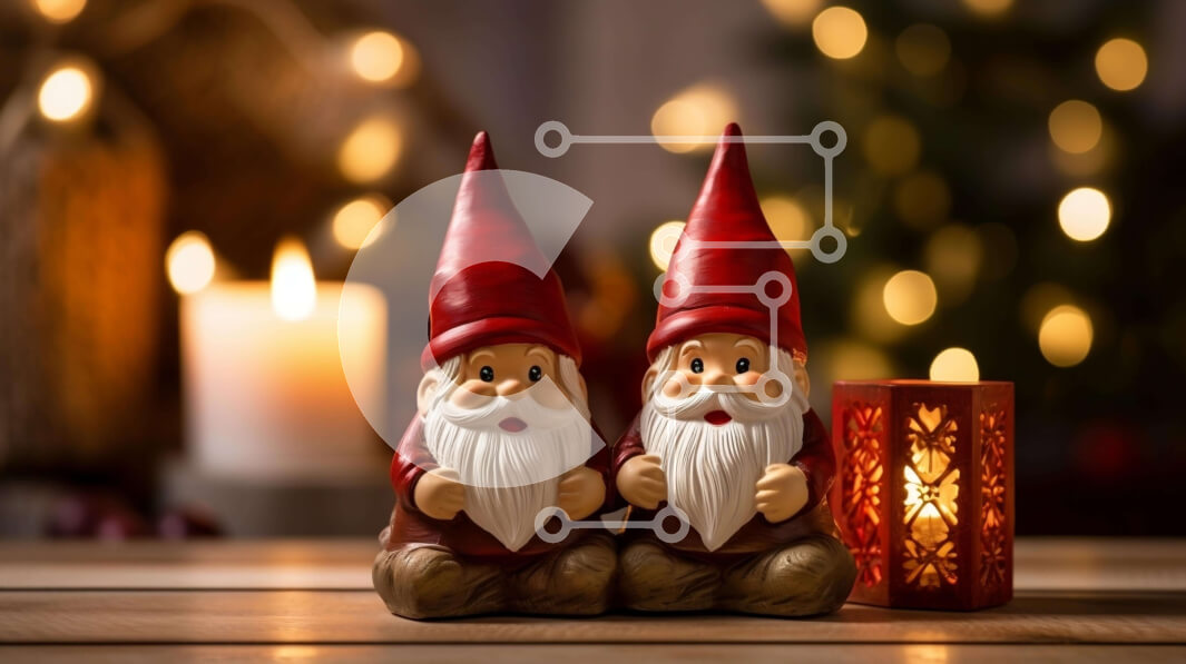 Intra Συλλεκτικό Ξύλινο Παζλ Plywood  4mm - Ειδώλια Gnome με κεριά σε ξύλινο τραπέζι Σε Ξύλινο Κουτί - Διαστάσεις: 10x10 cm – 25 κομμάτια