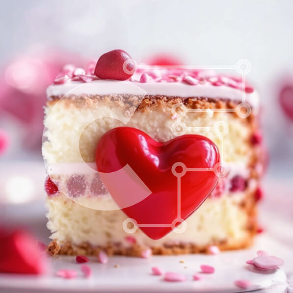 Σετ των 2 Intra Συλλεκτικό Ξύλινο Παζλ Plywood  4mm - Φέτα κέικ με διακόσμηση σε σχήμα καρδιάς Σε Ξύλινο Κουτί - Διαστάσεις: 10x10 cm – 25 κομμάτια