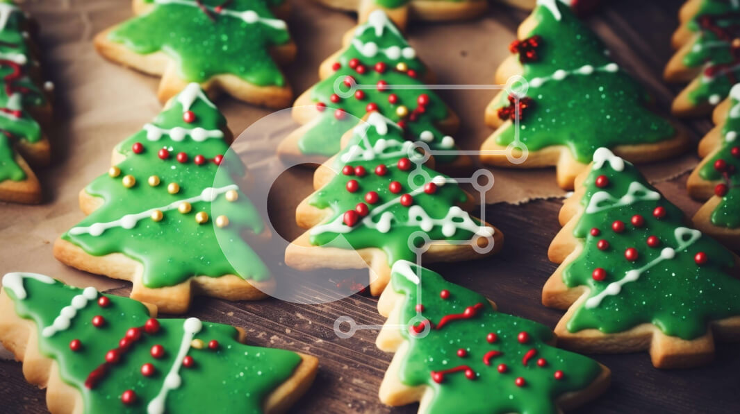 Σετ των 2 Intra Συλλεκτικό Ξύλινο Παζλ Plywood  4mm - Πράσινα μπισκότα χριστουγεννιάτικου δέντρου στο ξύλο Σε Ξύλινο Κουτί - Διαστάσεις: 10x10 cm – 25 κομμάτια