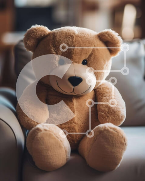 Intra Συλλεκτικό Ξύλινο Παζλ Plywood  4mm - Καφέ αρκουδάκι που κάθεται στον καναπέ Σε Ξύλινο Κουτί - Διαστάσεις: 10x10 cm – 25 κομμάτια