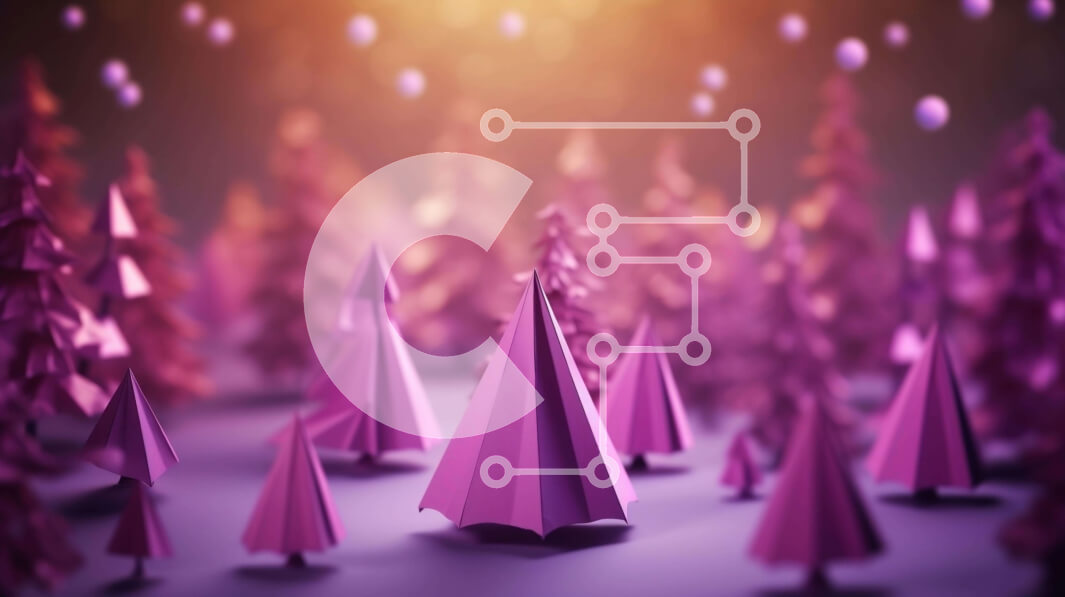 Intra Συλλεκτικό Ξύλινο Παζλ Plywood  4mm - Μωβ δέντρα Origami στο χειμερινό δάσος με τις νιφάδες χιονιού που πέφτουν Σε Ξύλινο Κουτί - Διαστάσεις: 10x10 cm – 25 κομμάτια