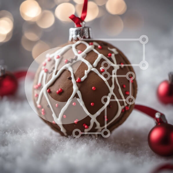 Intra Συλλεκτικό Ξύλινο Παζλ Plywood  4mm - Μπάλα σοκολάτας με λευκό γλάσο στο χιόνι Σε Ξύλινο Κουτί - Διαστάσεις Puzzle: 10x10 cm – 25 κομμάτια