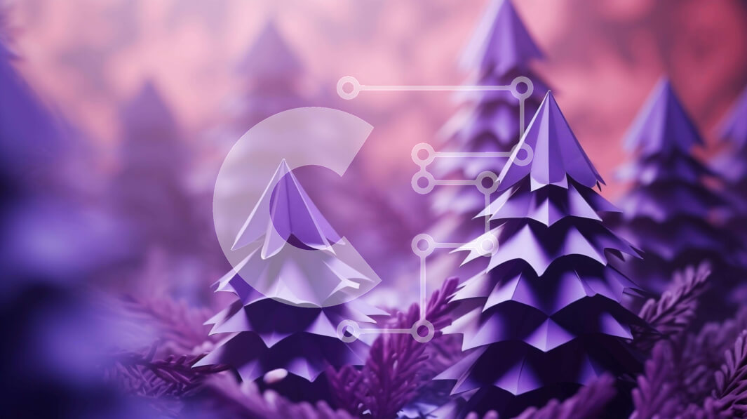 Intra Συλλεκτικό Ξύλινο Παζλ Plywood  4mm - Ομάδα μωβ δέντρων Origami στο δάσος Σε Ξύλινο Κουτί - Διαστάσεις: 10x10 cm – 25 κομμάτια