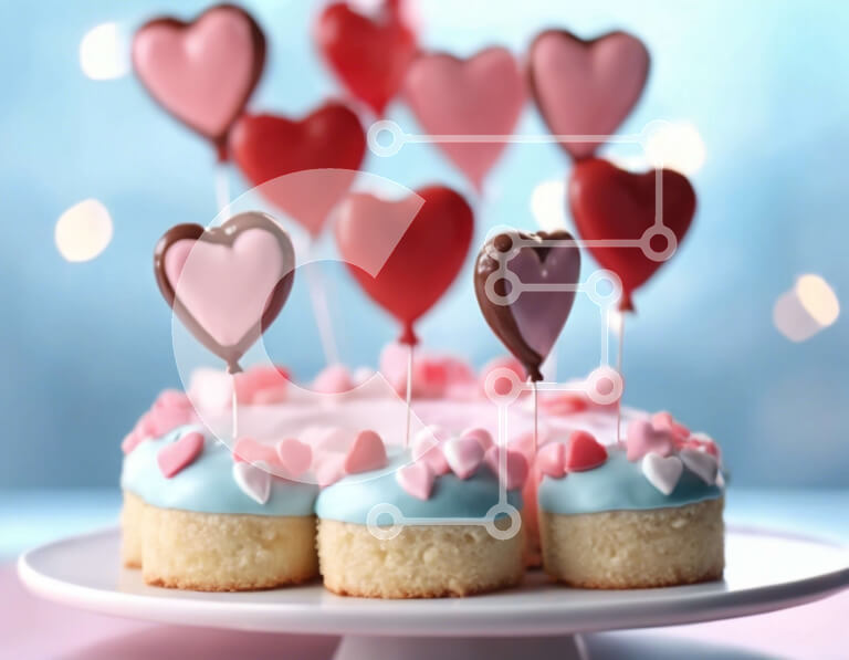 Σετ των 2 Intra Συλλεκτικό Ξύλινο Παζλ Plywood  4mm - Διακοσμημένο κέικ σε σχήμα καρδιάς με μπαλόνια Σε Ξύλινο Κουτί - Διαστάσεις: 10x10 cm – 25 κομμάτια