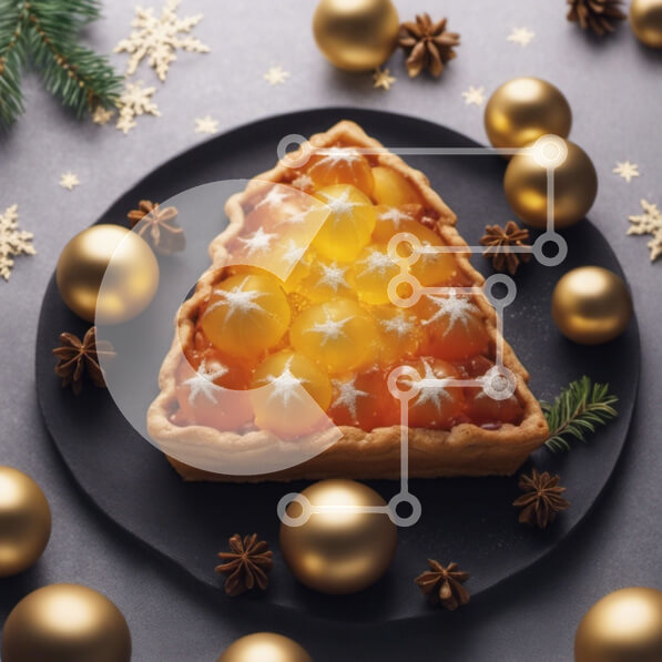 Σετ των 2 Intra Συλλεκτικό Ξύλινο Παζλ Plywood  4mm - Χριστουγεννιάτικο κέικ πορτοκαλιού με χρυσές διακοσμήσεις Σε Ξύλινο Κουτί - Διαστάσεις: 10x10 cm – 25 κομμάτια