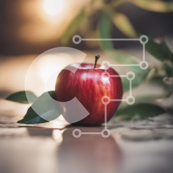 Σετ των 2 Intra Συλλεκτικό Ξύλινο Παζλ Plywood  4mm - Κόκκινο μήλο με πράσινα φύλλα σε ξύλινο τραπέζι Σε Ξύλινο Κουτί - Διαστάσεις: 10x10 cm – 25 κομμάτια