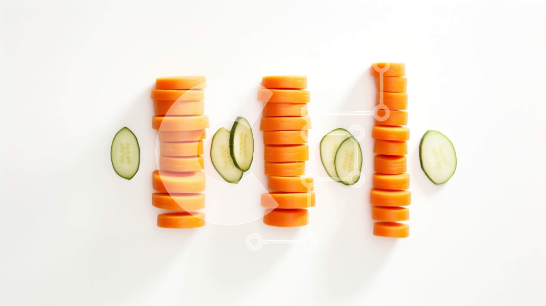 Σετ των 2 Intra Συλλεκτικό Ξύλινο Παζλ Plywood  4mm - Καρότα και φέτες αγγουριού σε ανάποδο τρίγωνο Σε Ξύλινο Κουτί - Διαστάσεις: 10x10 cm – 25 κομμάτια