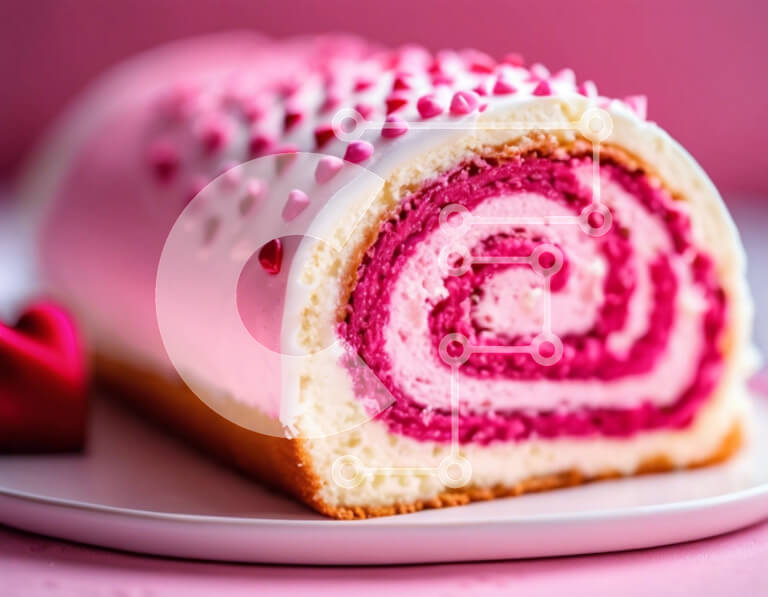 Σετ των 2 Intra Συλλεκτικό Ξύλινο Παζλ Plywood  4mm - Ροζ και λευκή τούρτα σε ρολό με πολύχρωμα διακοσμητικά Σε Ξύλινο Κουτί - Διαστάσεις: 10x10 cm – 25 κομμάτια