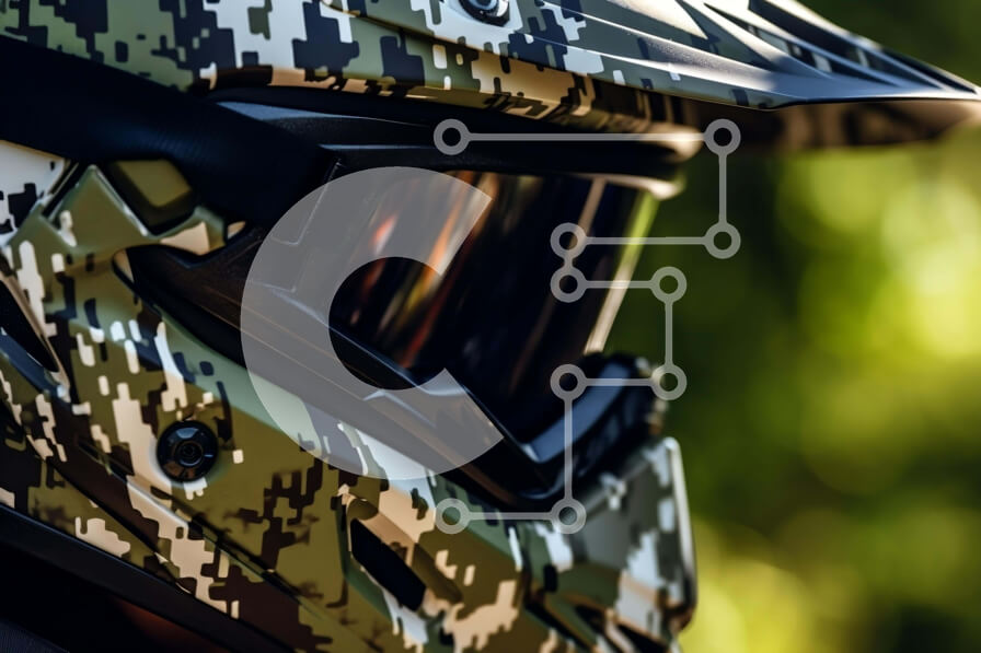 Intra Συλλεκτικό Ξύλινο Παζλ Plywood  4mm - Κράνος εκτός δρόμου από κοντά με εξοπλισμό παραλλαγής Σε Ξύλινο Κουτί - Διαστάσεις Puzzle: 10x10 cm – 25 κομμάτια