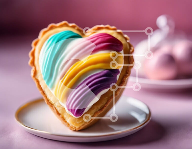 Σετ των 2 Intra Συλλεκτικό Ξύλινο Παζλ Plywood  4mm - Επιδόρπιο σε σχήμα καρδιάς με πολύχρωμο πάγωμα και πολύχρωμα αυγά Σε Ξύλινο Κουτί - Διαστάσεις: 10x10 cm – 25 κομμάτια