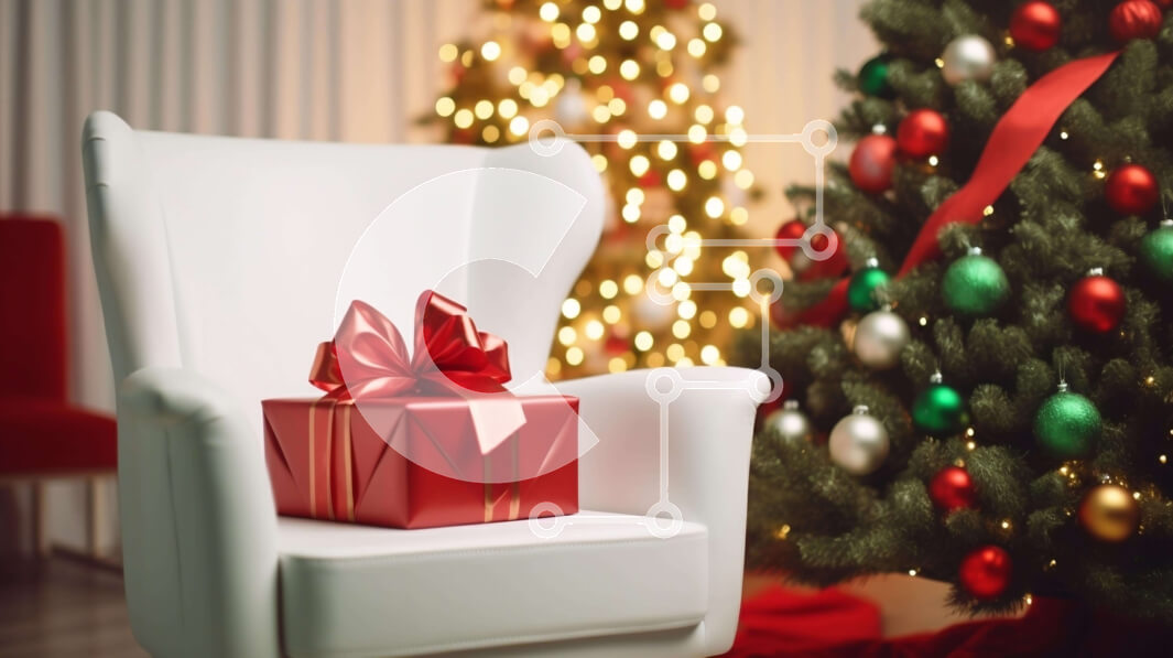 Intra Συλλεκτικό Ξύλινο Παζλ Plywood  4mm - Γιορτινή λευκή καρέκλα με χριστουγεννιάτικα στολίδια Σε Ξύλινο Κουτί - Διαστάσεις: 10x10 cm – 25 κομμάτια