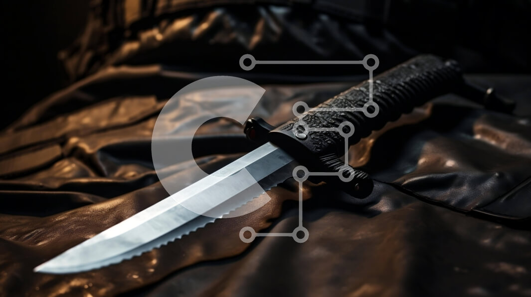 Intra Συλλεκτικό Ξύλινο Παζλ Plywood  4mm - Μαχαίρι σε μαύρο ύφασμα Σε Ξύλινο Κουτί - Διαστάσεις: 10x10 cm – 25 κομμάτια