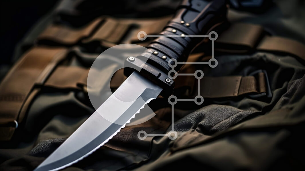 Intra Συλλεκτικό Ξύλινο Παζλ Plywood  4mm - Μαχαίρι σε σακίδιο στρατού Σε Ξύλινο Κουτί - Διαστάσεις: 10x10 cm – 25 κομμάτια