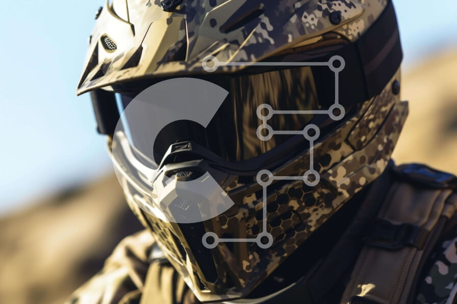 Intra Συλλεκτικό Ξύλινο Παζλ Plywood  4mm - Άνθρωπος με κράνος στρατού και γυαλιά στην έρημο Σε Ξύλινο Κουτί - Διαστάσεις Puzzle: 10x10 cm – 25 κομμάτια