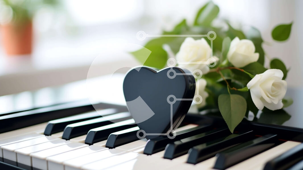 Intra Συλλεκτικό Ξύλινο Παζλ Plywood  4mm - Κομψή φλοράλ σύνθεση σε πλήκτρα πιάνου Σε Ξύλινο Κουτί - Διαστάσεις Puzzle: 10x10 cm – 25 κομμάτια