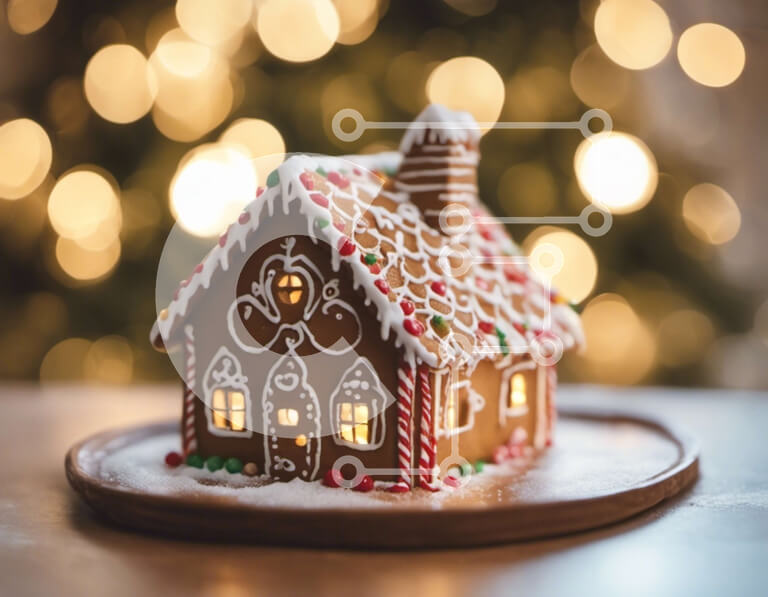 Intra Συλλεκτικό Ξύλινο Παζλ Plywood  4mm - Πολύχρωμο στολίδι με μελόψωμο σπιτιού για την εορταστική περίοδο Σε Ξύλινο Κουτί - Διαστάσεις: 10x10 cm – 25 κομμάτια