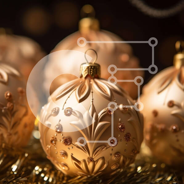 Intra Συλλεκτικό Ξύλινο Παζλ Plywood  4mm - Περίπλοκα χρυσά στολίδια διακοπών στο Tinsel Σε Ξύλινο Κουτί - Διαστάσεις: 10x10 cm – 25 κομμάτια