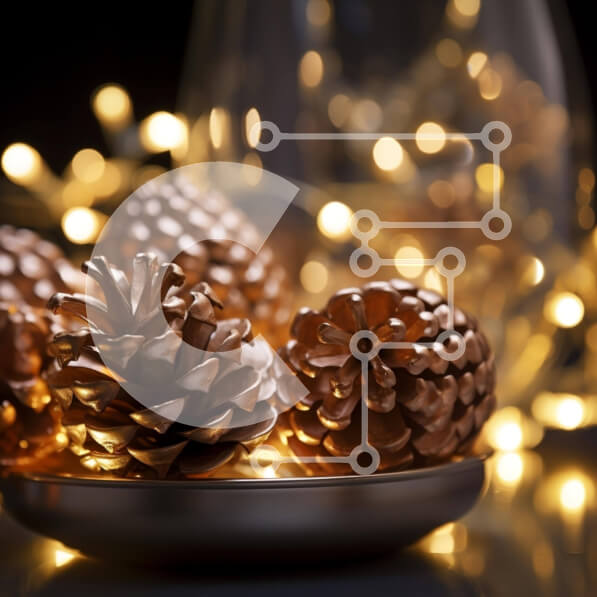 Intra Συλλεκτικό Ξύλινο Παζλ Plywood  4mm - Ασημένιο μπολ με κουκουνάρια Σε Ξύλινο Κουτί - Διαστάσεις: 10x10 cm – 25 κομμάτια