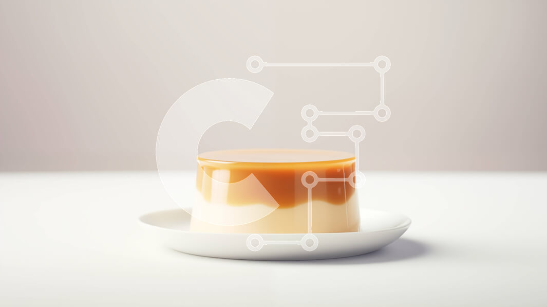 Σετ των 2 Intra Συλλεκτικό Ξύλινο Παζλ Plywood  4mm - Νόστιμο επιδόρπιο κρέμας πορτοκαλιού με σάλτσα καραμέλας σε λευκό πιάτο Σε Ξύλινο Κουτί - Διαστάσεις: 10x10 cm – 25 κομμάτια