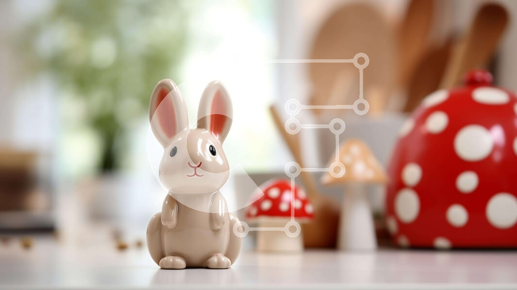 Intra Συλλεκτικό Ξύλινο Παζλ Plywood  4mm - Πασχαλινό ειδώλιο λαγουδάκι και είδη κουζίνας Σε Ξύλινο Κουτί - Διαστάσεις Puzzle: 10x10 cm – 25 κομμάτια