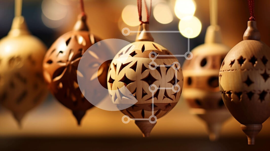 Intra Συλλεκτικό Ξύλινο Παζλ Plywood  4mm - Ξύλινα στολίδια που κρέμονται σε κορδόνια με φώτα στο βάθος Σε Ξύλινο Κουτί - Διαστάσεις: 10x10 cm – 25 κομμάτια