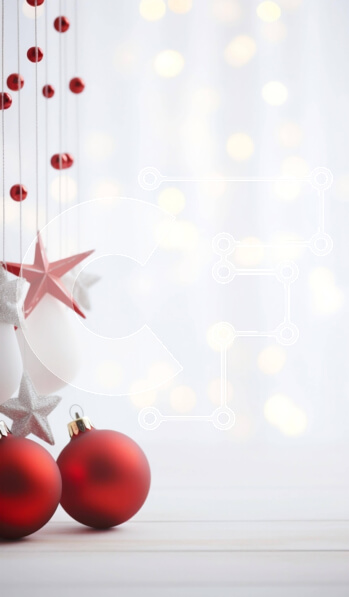 Intra Συλλεκτικό Ξύλινο Παζλ Plywood  4mm - Κόκκινα και λευκά γιορτινά στολίδια που κρέμονται σε κορδόνια Σε Ξύλινο Κουτί - Διαστάσεις: 10x10 cm – 25 κομμάτια